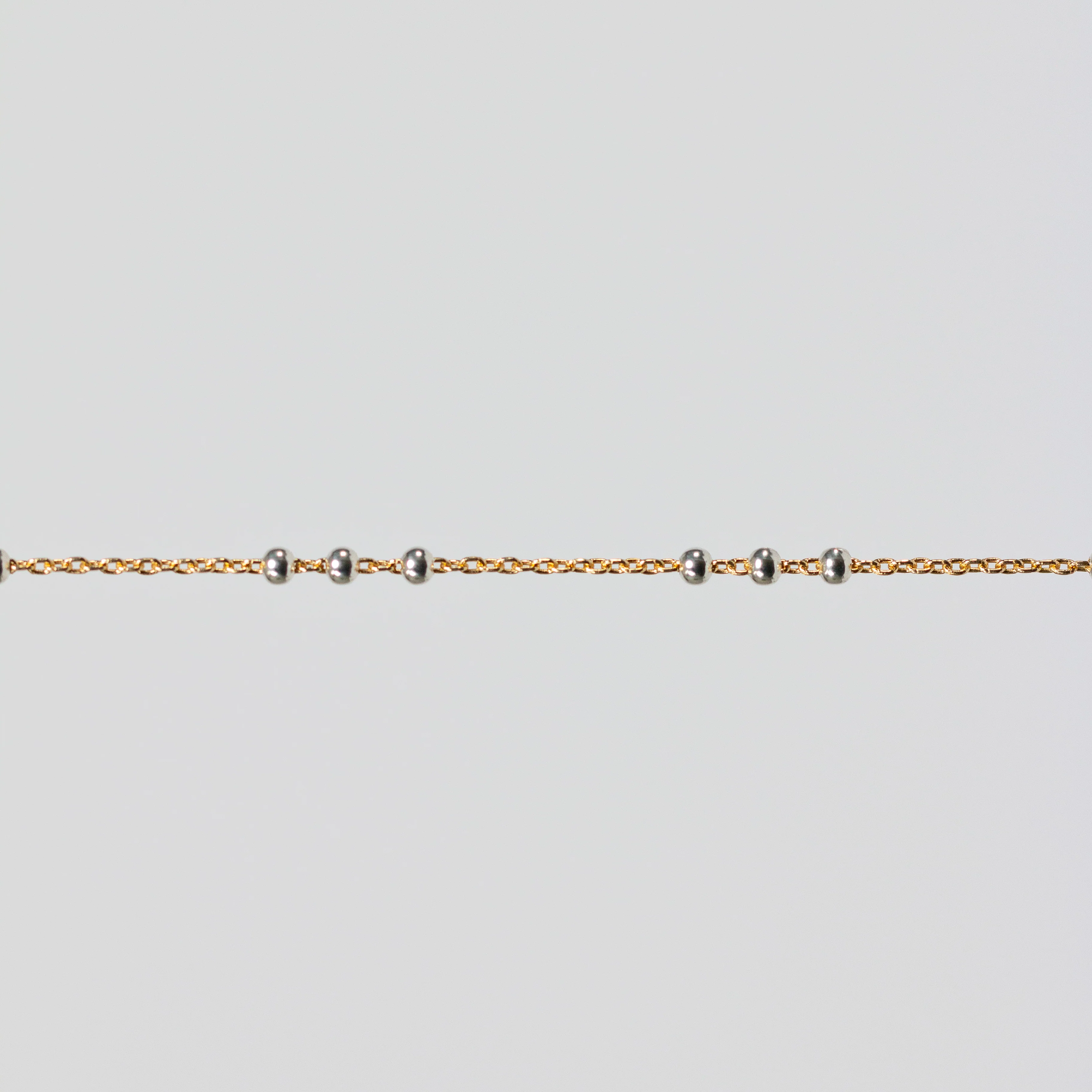Chelsea Permanent Jewelry Chain, Cable Satellite Design with 2mm Silver Beads, Available in Yellow Gold-Filled - Image 3