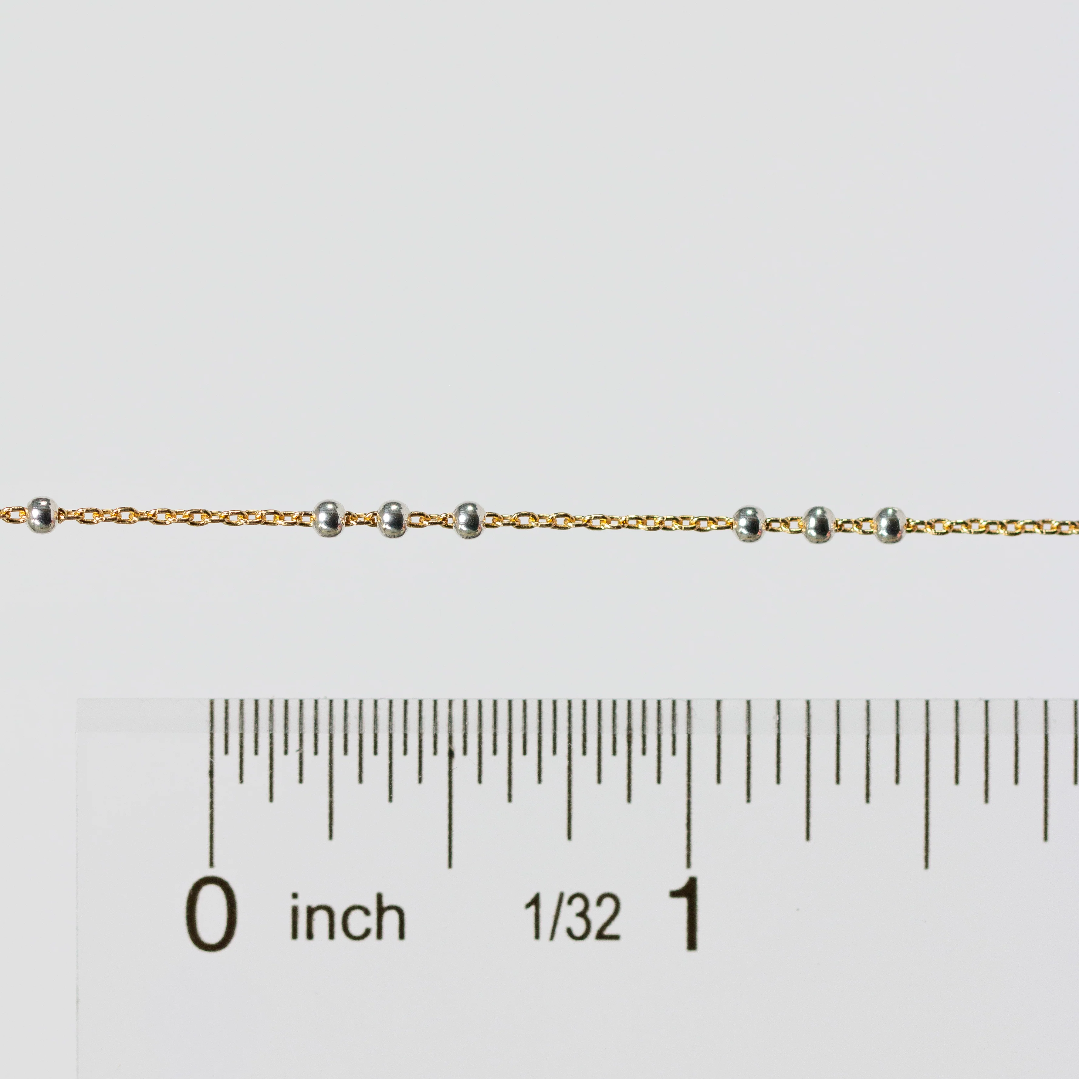 Chelsea Permanent Jewelry Chain, Cable Satellite Design with 2mm Silver Beads, Available in Yellow Gold-Filled - Image 4